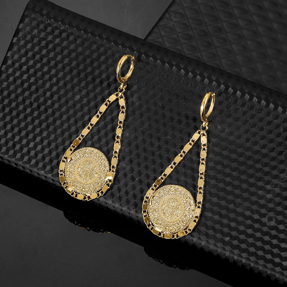 Women's Golden Coin Muslim Earrings